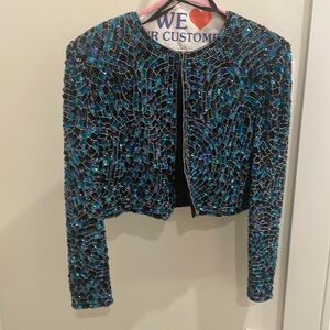 Nightline by Della Rouogali silk lined sequin bolero jacket size S